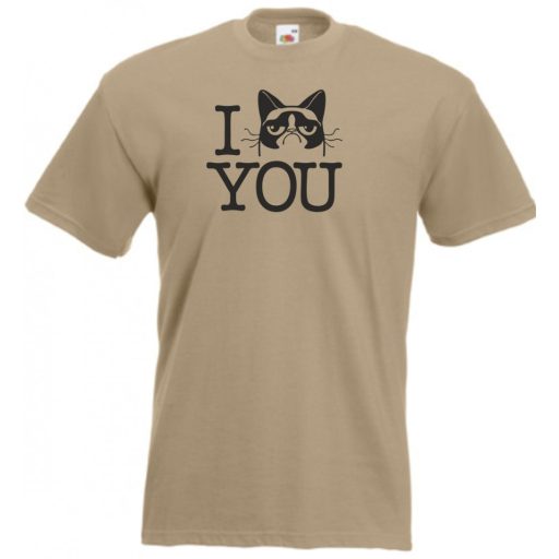 I love cat, szeretem a morcos macskát - mintás férfi rövid ujjú póló