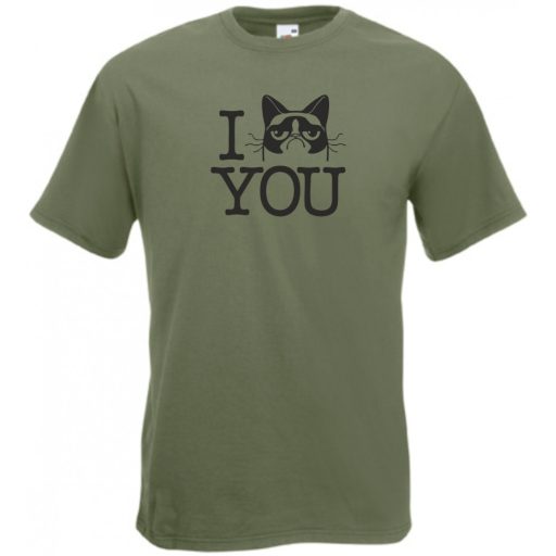 I love cat, szeretem a morcos macskát - mintás férfi rövid ujjú póló