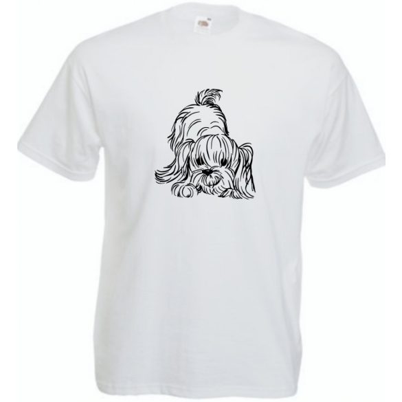 Yorki, yorkshire terrier, pet, házi kedvenc, kutyus férfi rövid ujjú póló