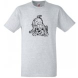 Yorki, yorkshire terrier, pet, házi kedvenc, kutyus férfi rövid ujjú póló