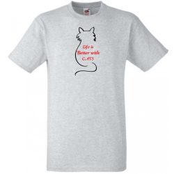   Macskákkal az élet..., life is better férfi rövid ujjú póló