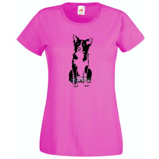 Border collie kutyus, kutyabarátok női rövid ujjú póló