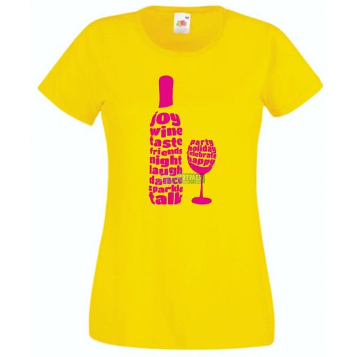 Barátok, bor, pohár, party, zene női rövid ujjú póló