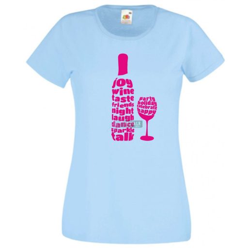 Barátok, bor, pohár, party, zene női rövid ujjú póló