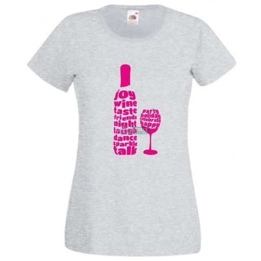 Barátok, bor, pohár, party, zene női rövid ujjú póló