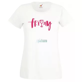   Friday and vine, péntek este egy pohár borral női rövid ujjú póló