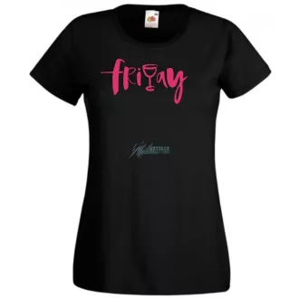   Friday and vine, péntek este egy pohár borral női rövid ujjú póló
