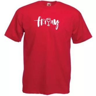   Friday and vine, péntek este egy kis borral... férfi rövid ujjú póló