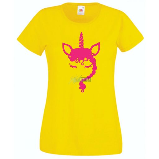 Unikornis fej fonott sörénnyel női rövid ujjú póló