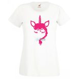 Unikornis fej fonott sörénnyel női rövid ujjú póló