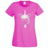 Unikornis fej fonott sörénnyel női rövid ujjú póló