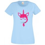 Unikornis fej fonott sörénnyel női rövid ujjú póló