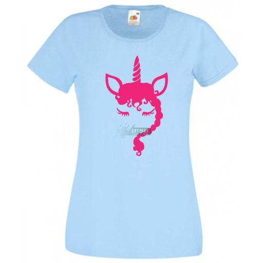 Unikornis fej fonott sörénnyel női rövid ujjú póló