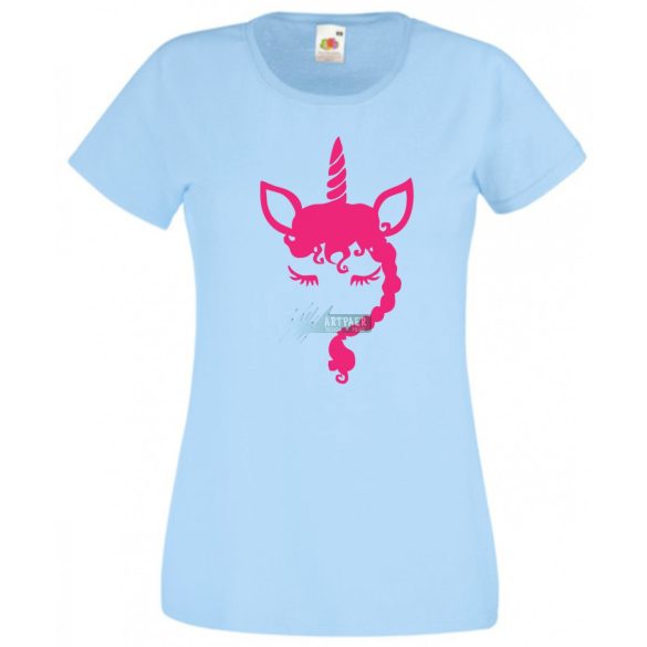 Unikornis fej fonott sörénnyel női rövid ujjú póló