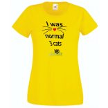 Vicces, Három macskával ezelőtt még normális voltam, macskaszeretőknek, macskatulajdonosoknak női rövid ujjú póló