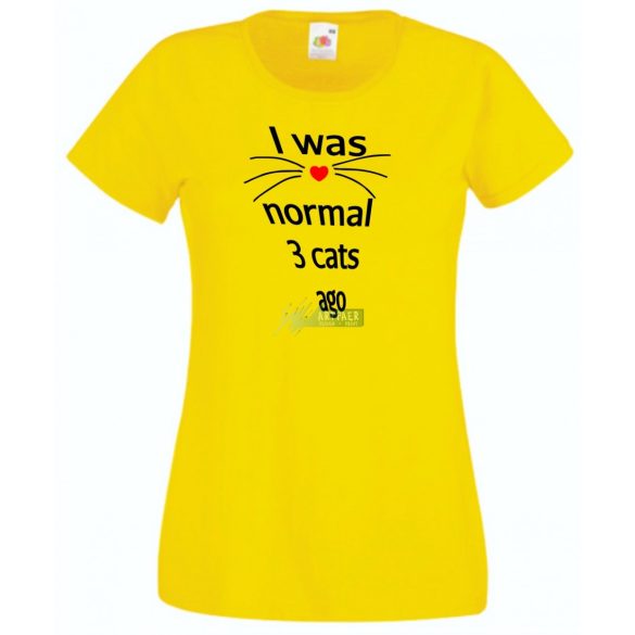 Vicces, Három macskával ezelőtt még normális voltam, macskaszeretőknek, macskatulajdonosoknak női rövid ujjú póló