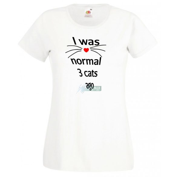 Vicces, Három macskával ezelőtt még normális voltam, macskaszeretőknek, macskatulajdonosoknak női rövid ujjú póló