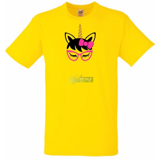 Szemüveges unikornis, unicorn with glasses gyerek rövid ujjú póló