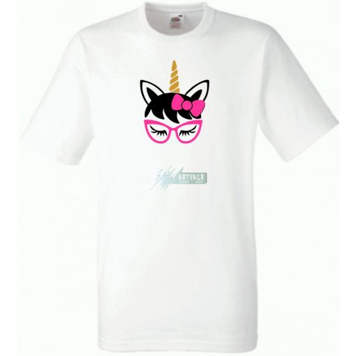 Szemüveges unikornis, unicorn with glasses gyerek rövid ujjú póló
