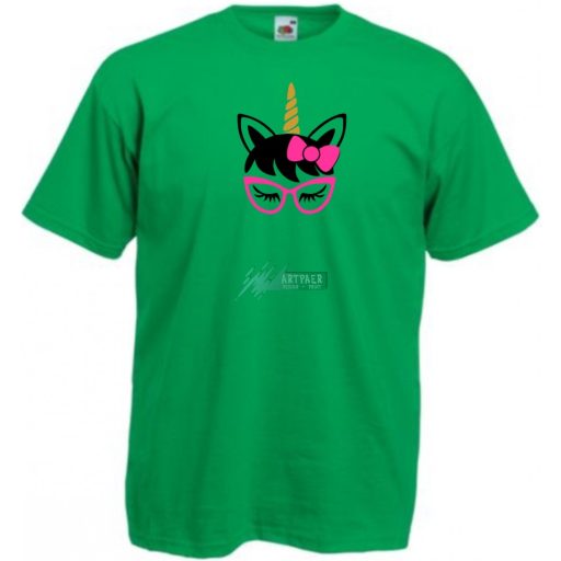 Szemüveges unikornis, unicorn with glasses gyerek rövid ujjú póló