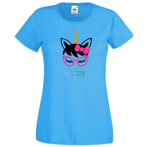 Szemüveges unikornis, unicorn with glasses női rövid ujjú póló