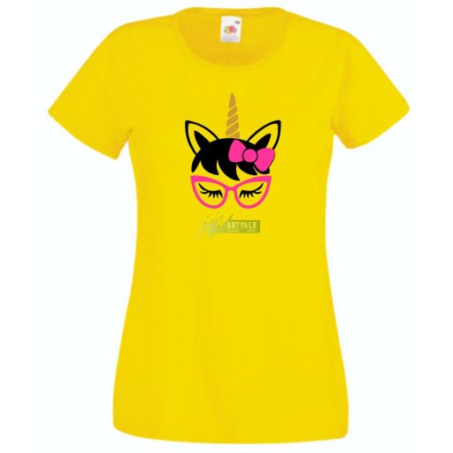 Szemüveges unikornis, unicorn with glasses női rövid ujjú póló