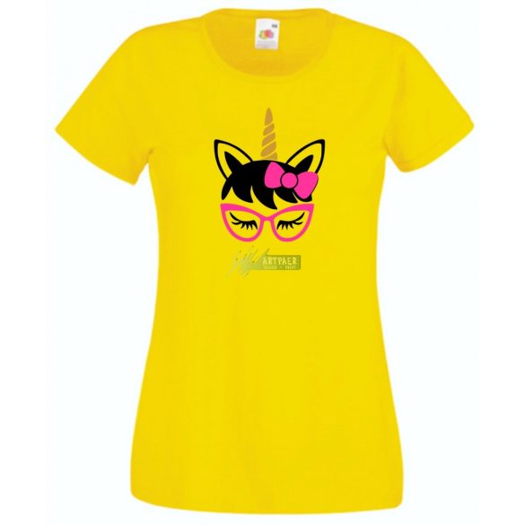 Szemüveges unikornis, unicorn with glasses női rövid ujjú póló