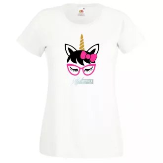   Szemüveges unikornis, unicorn with glasses női rövid ujjú póló