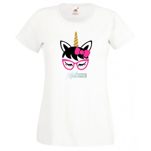 Szemüveges unikornis, unicorn with glasses női rövid ujjú póló