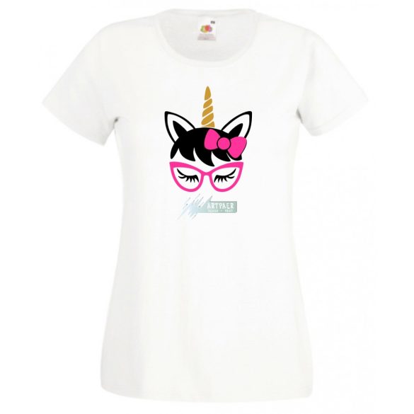 Szemüveges unikornis, unicorn with glasses női rövid ujjú póló