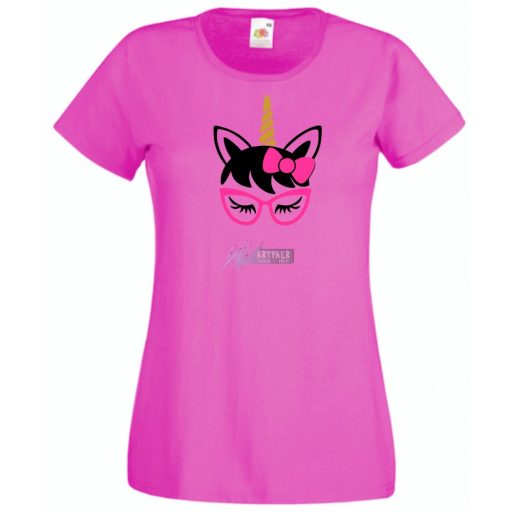 Szemüveges unikornis, unicorn with glasses női rövid ujjú póló