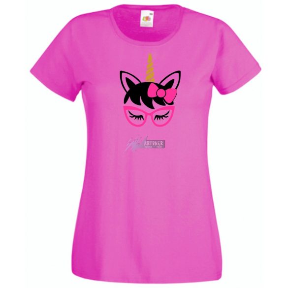 Szemüveges unikornis, unicorn with glasses női rövid ujjú póló