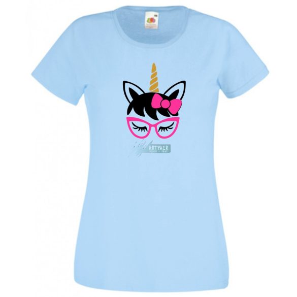 Szemüveges unikornis, unicorn with glasses női rövid ujjú póló