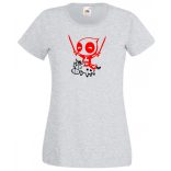 Vicces, cuki szuperhős, nagy erő, nagy arc női rövid ujjú póló