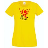 Vicces, cuki szuperhős, nagy erő, nagy arc női rövid ujjú póló