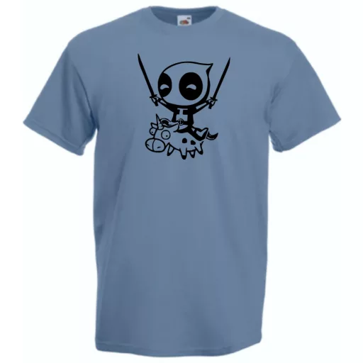 Humoros unikornist lovagoló Wade Wilson férfi rövid ujjú póló