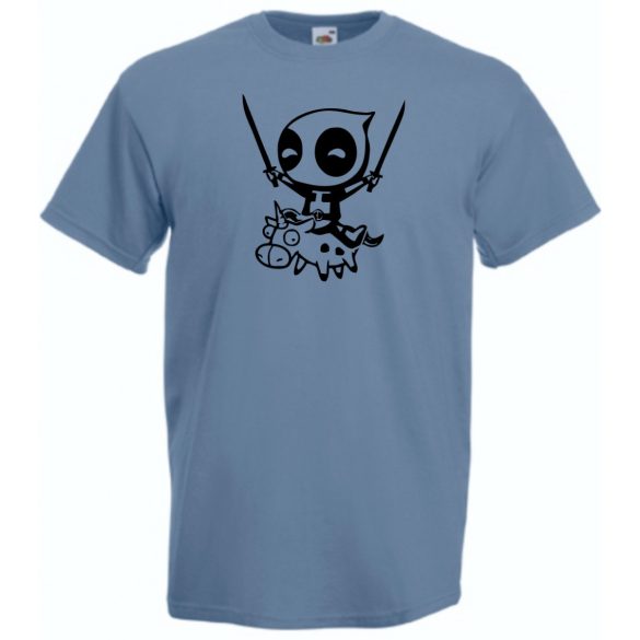 Humoros unikornist lovagoló Wade Wilson férfi rövid ujjú póló