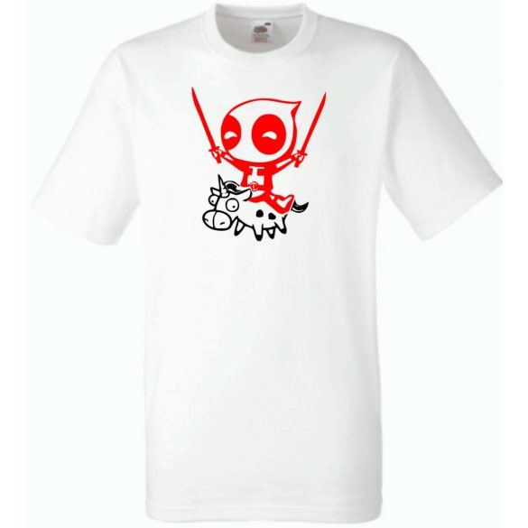 Humoros unikornist lovagoló Wade Wilson férfi rövid ujjú póló