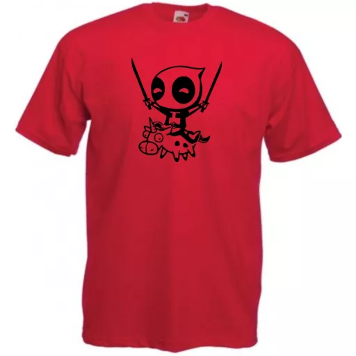 Humoros unikornist lovagoló Wade Wilson férfi rövid ujjú póló