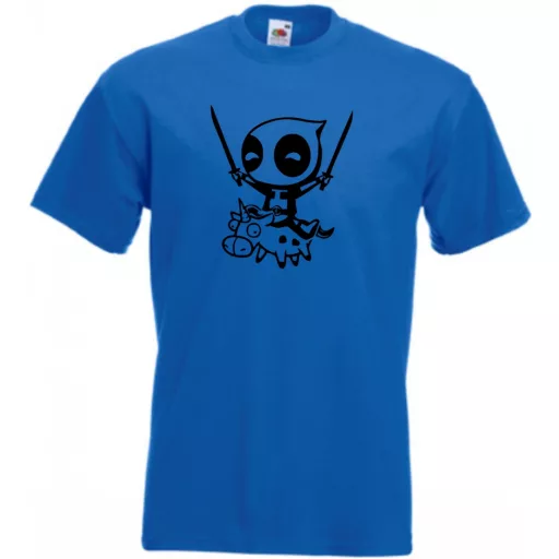 Humoros unikornist lovagoló Wade Wilson férfi rövid ujjú póló