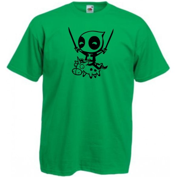Humoros unikornist lovagoló Wade Wilson férfi rövid ujjú póló