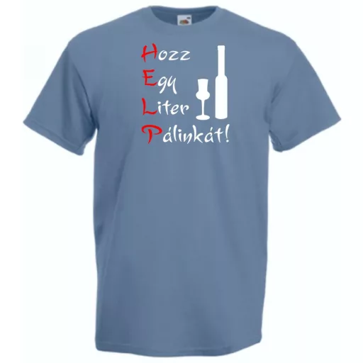 Humoros HELP pálinka kedvelőknek férfi rövid ujjú póló