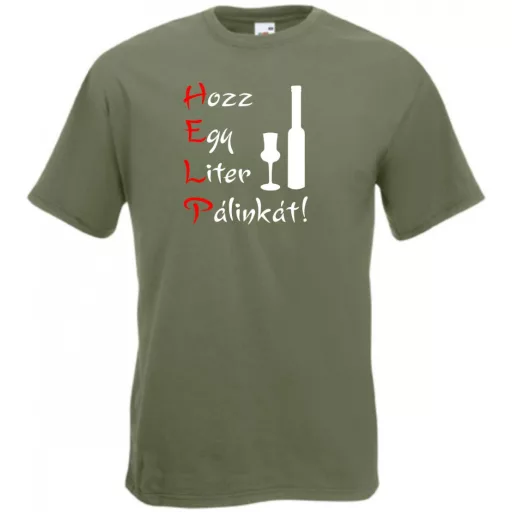 Humoros HELP pálinka kedvelőknek férfi rövid ujjú póló
