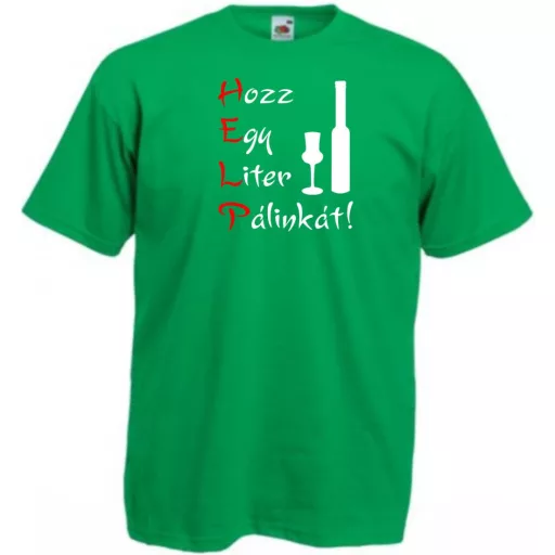 Humoros HELP pálinka kedvelőknek férfi rövid ujjú póló