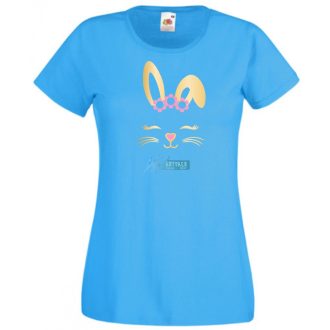   Nyuszi - muszi fej, nyuszi kedvelőknek, bunny head, húsvét női rövid ujjú póló