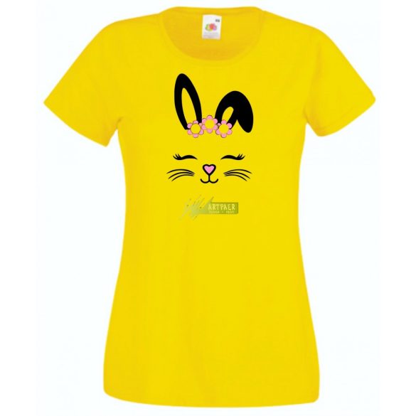 Nyuszi - muszi fej, nyuszi kedvelőknek, bunny head, húsvét női rövid ujjú póló