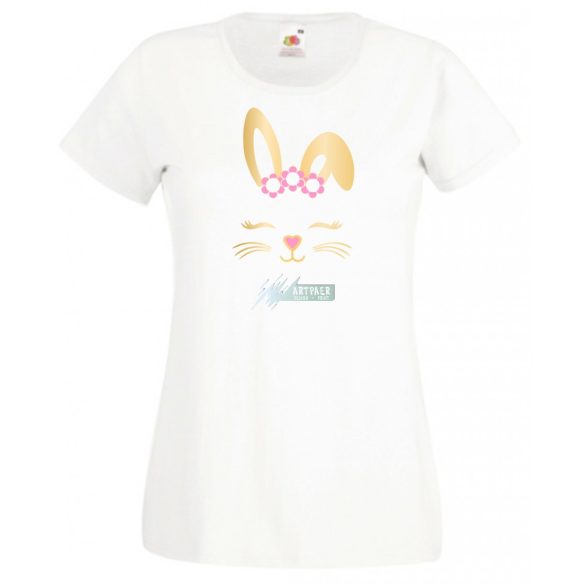 Nyuszi - muszi fej, nyuszi kedvelőknek, bunny head, húsvét női rövid ujjú póló