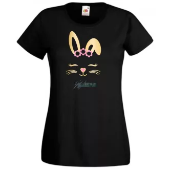   Nyuszi - muszi fej, nyuszi kedvelőknek, bunny head, húsvét női rövid ujjú póló