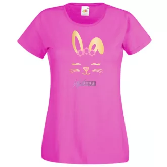   Nyuszi - muszi fej, nyuszi kedvelőknek, bunny head, húsvét női rövid ujjú póló