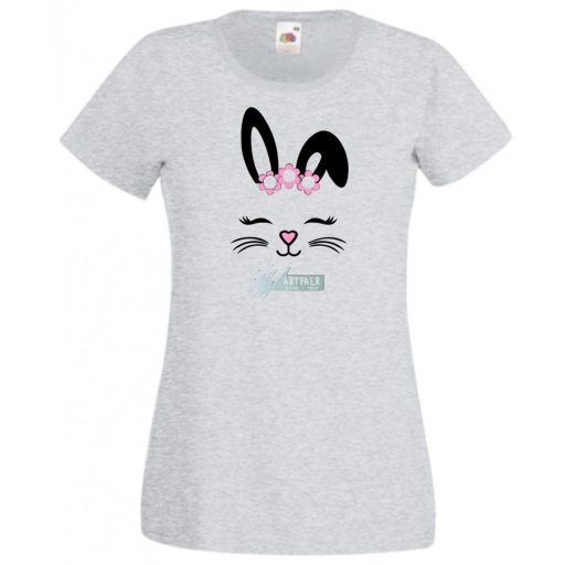 Nyuszi - muszi fej, nyuszi kedvelőknek, bunny head, húsvét női rövid ujjú póló